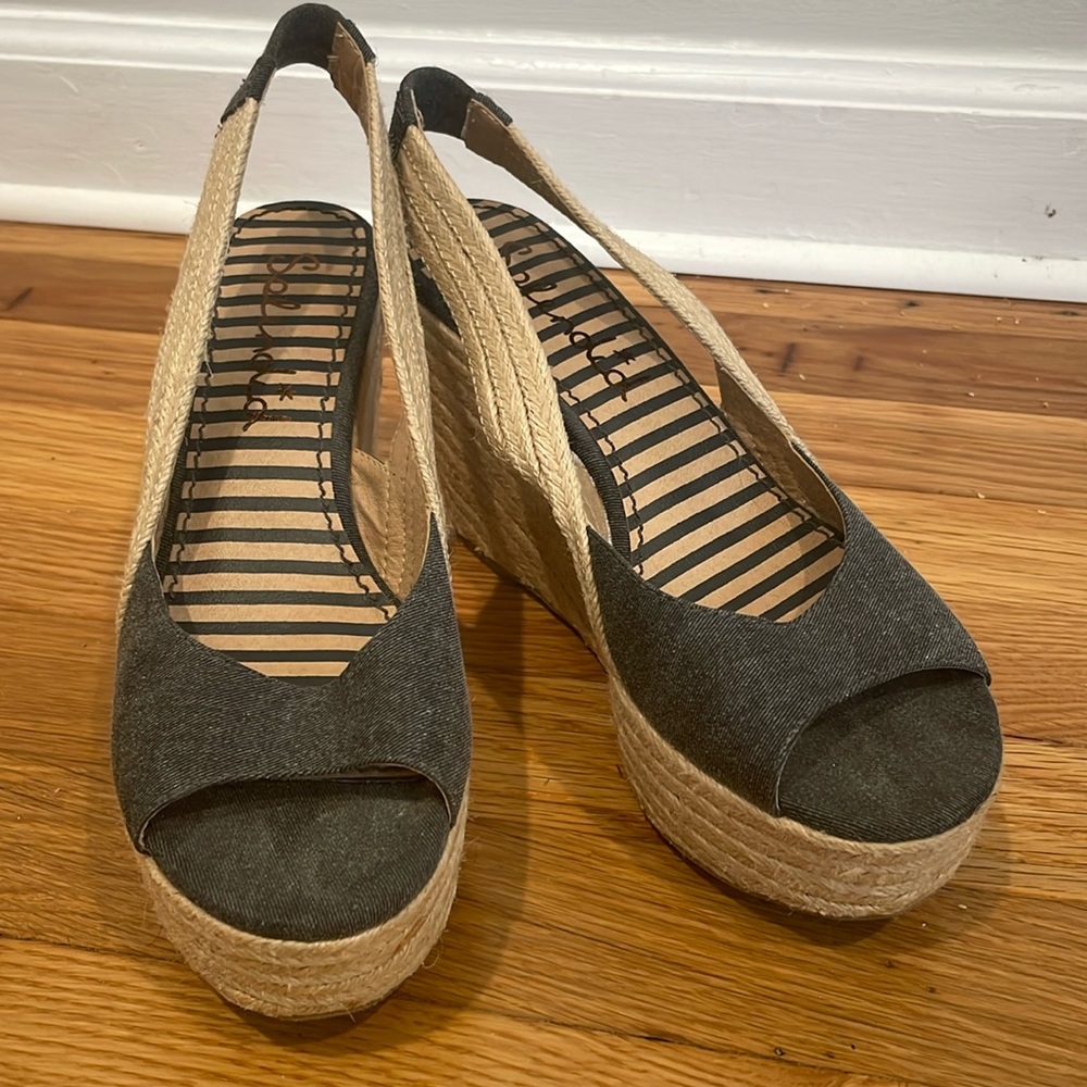 Splendid Platform Wedge Gray Slingbacks Size 8